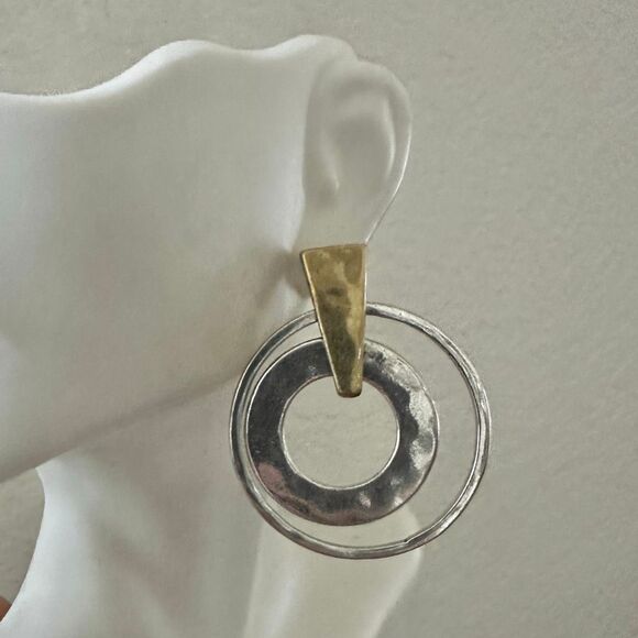 Lucky Brand Mixed Metal Geometric Hoop Earrings - Picture 3 of 9